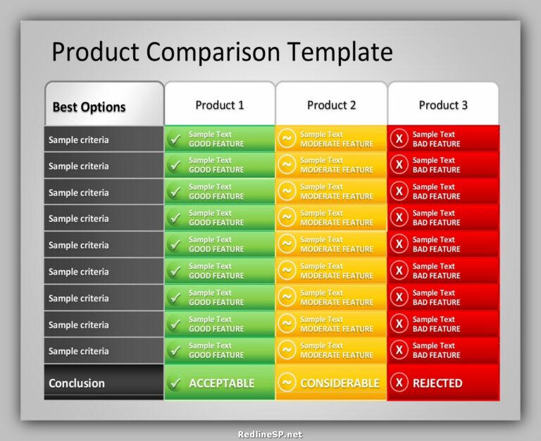 Free Comparison Chart Template Example RedlineSP