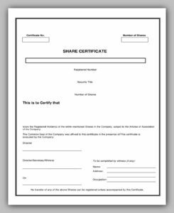 Free Share Certificate Template Redlinesp