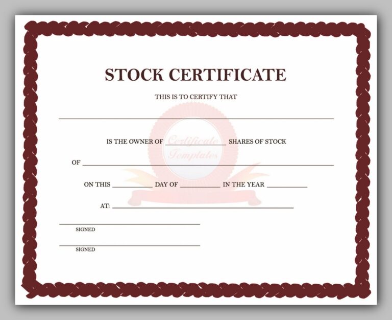 Free Share Certificate Template Redlinesp