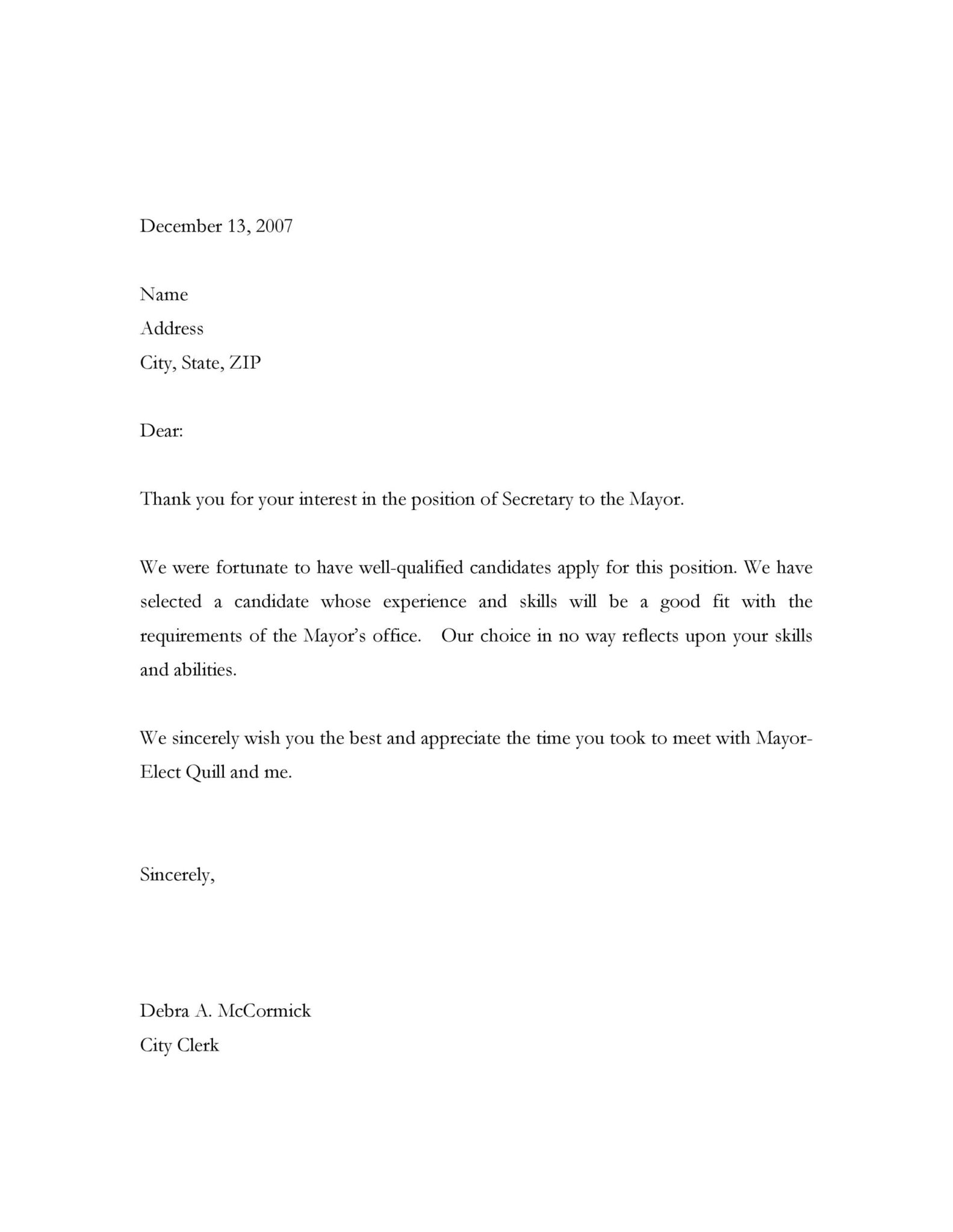 24 Amazing Rejection Letter Template – RedlineSP