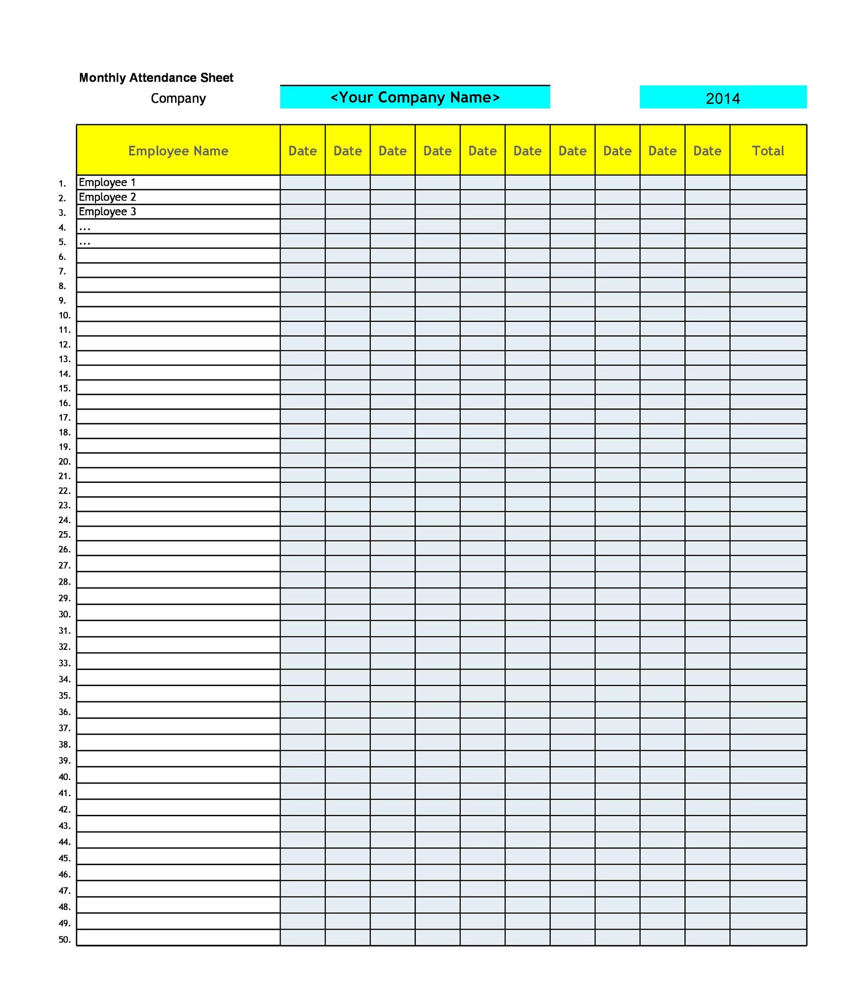 student attendance template excel