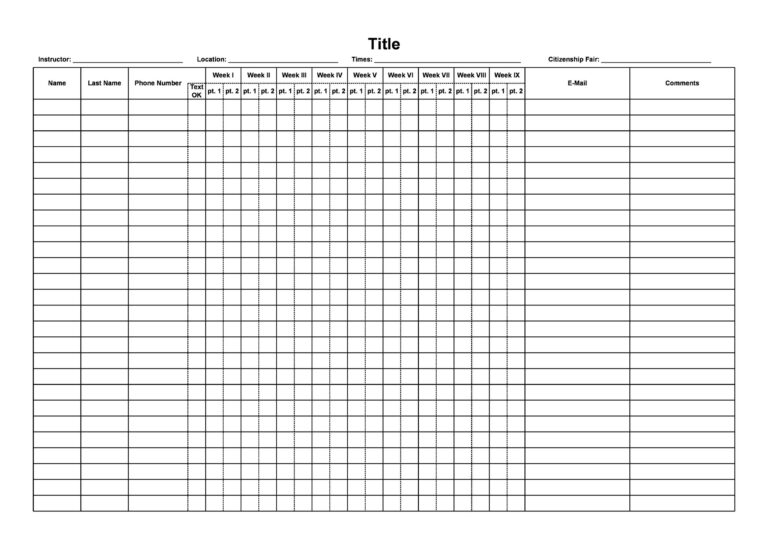 Attendance Sheet Excel Template 50 Free Example – RedlineSP