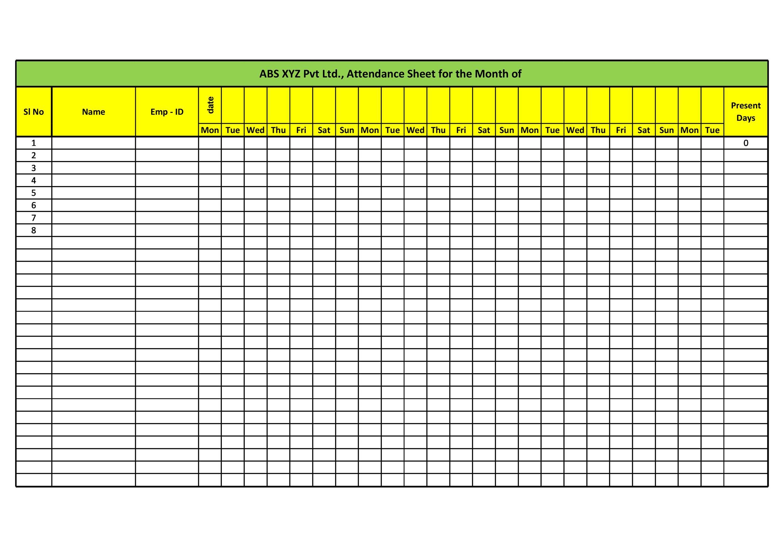 Attendance Plan Template