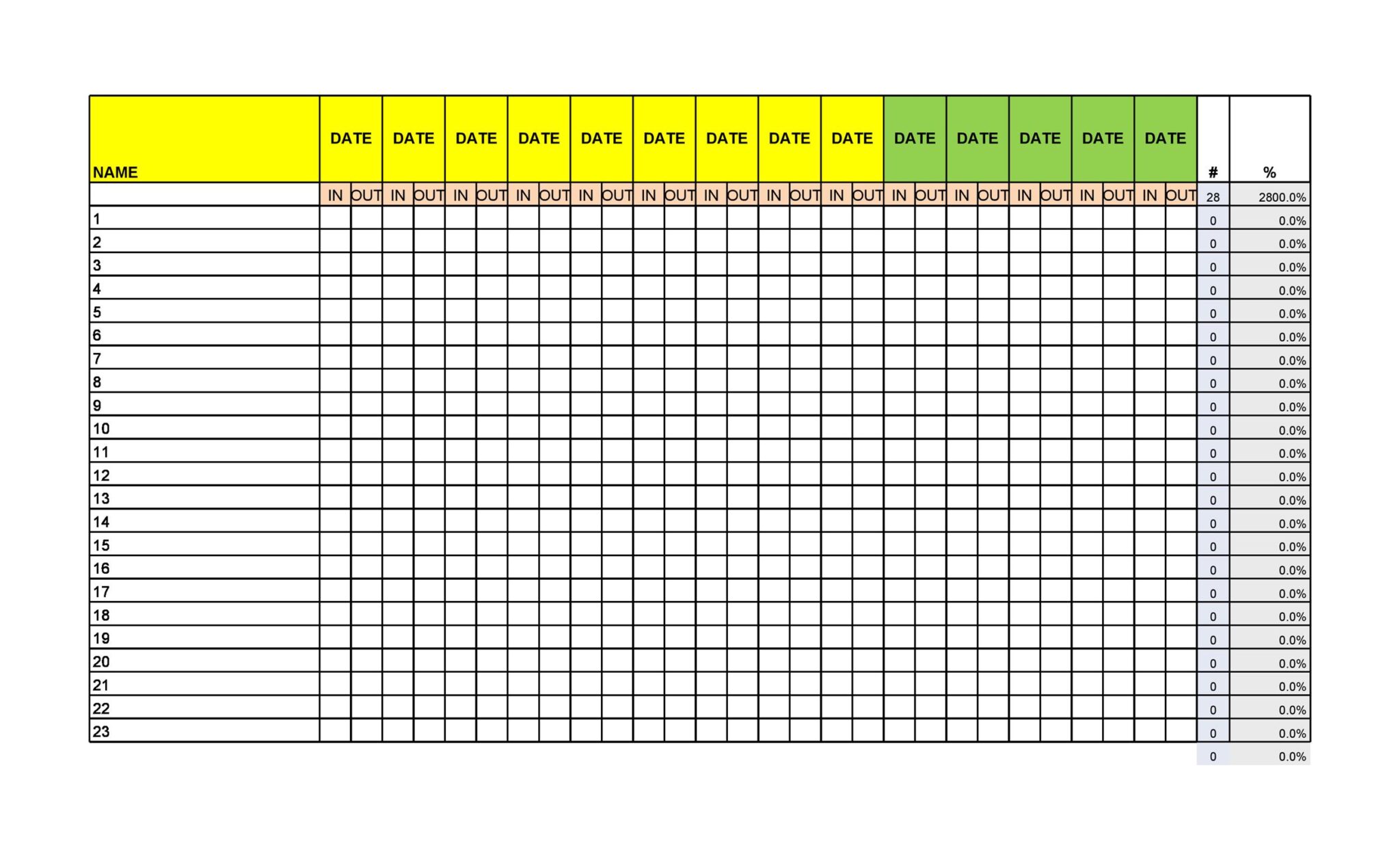 Attendance Sheet Excel Template