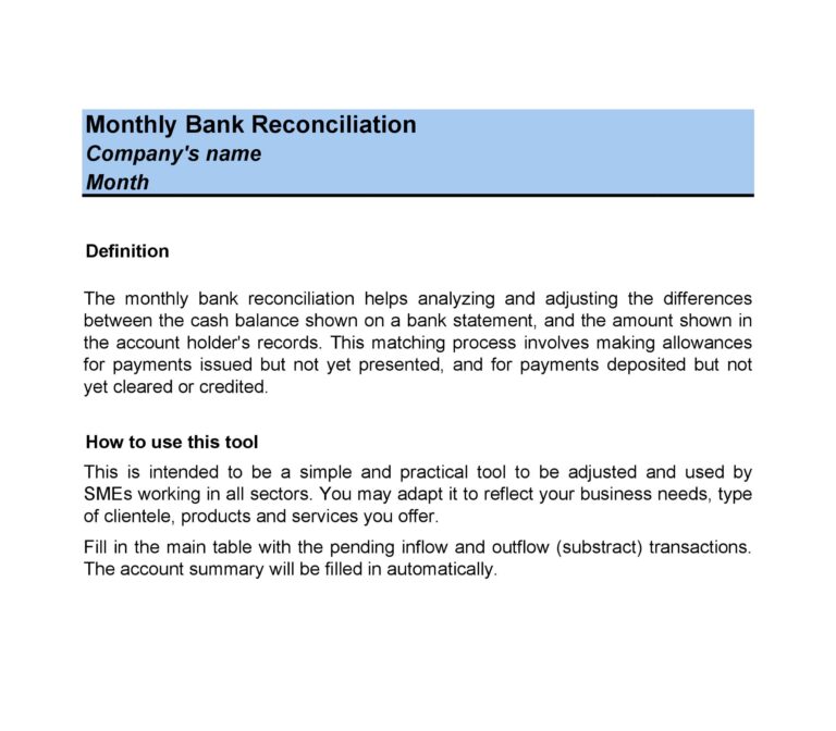 55 Useful Bank Reconciliation Template - RedlineSP