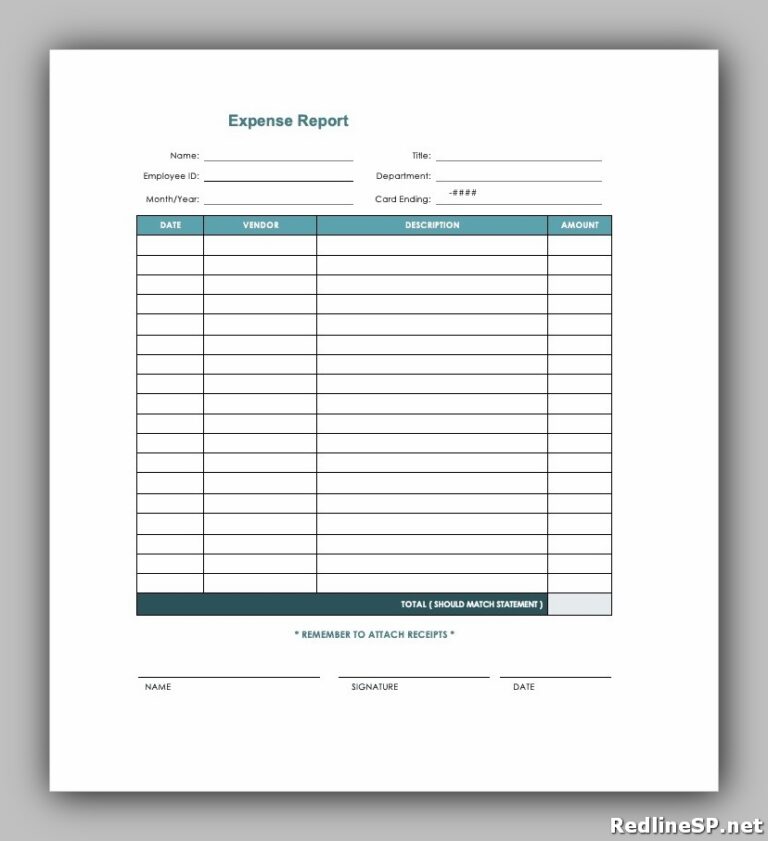 10+ Powerful Blank Expense Report - RedlineSP