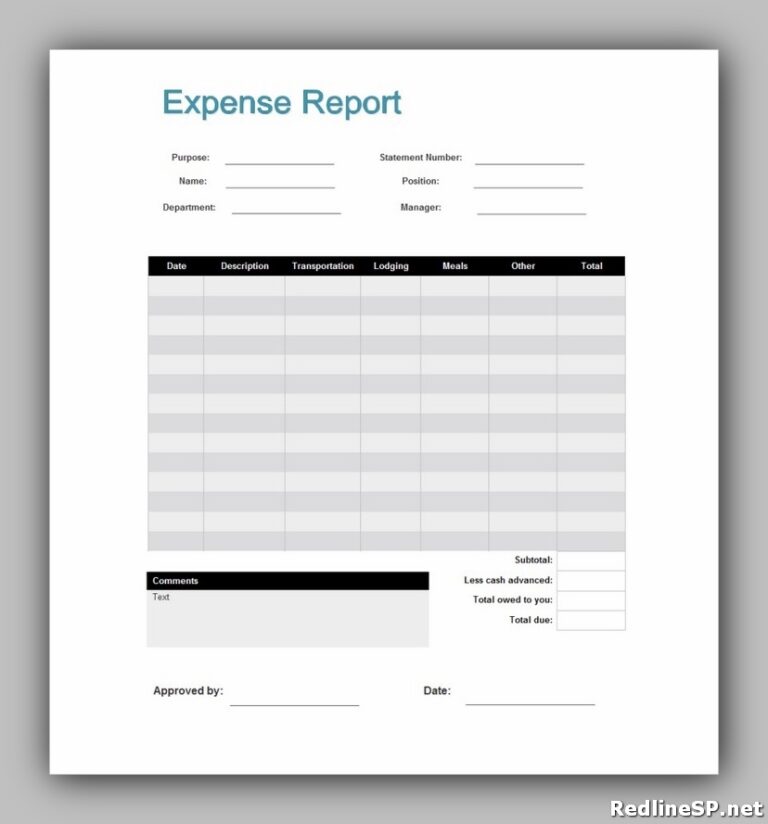 10+ Powerful Blank Expense Report - RedlineSP