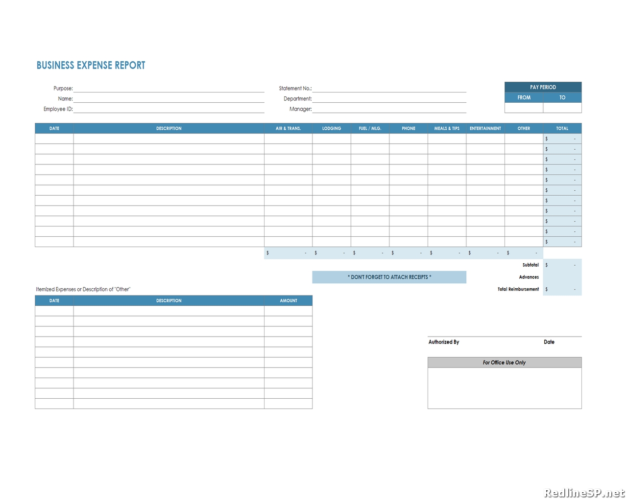 6 Free Business Expense Report Template - RedlineSP