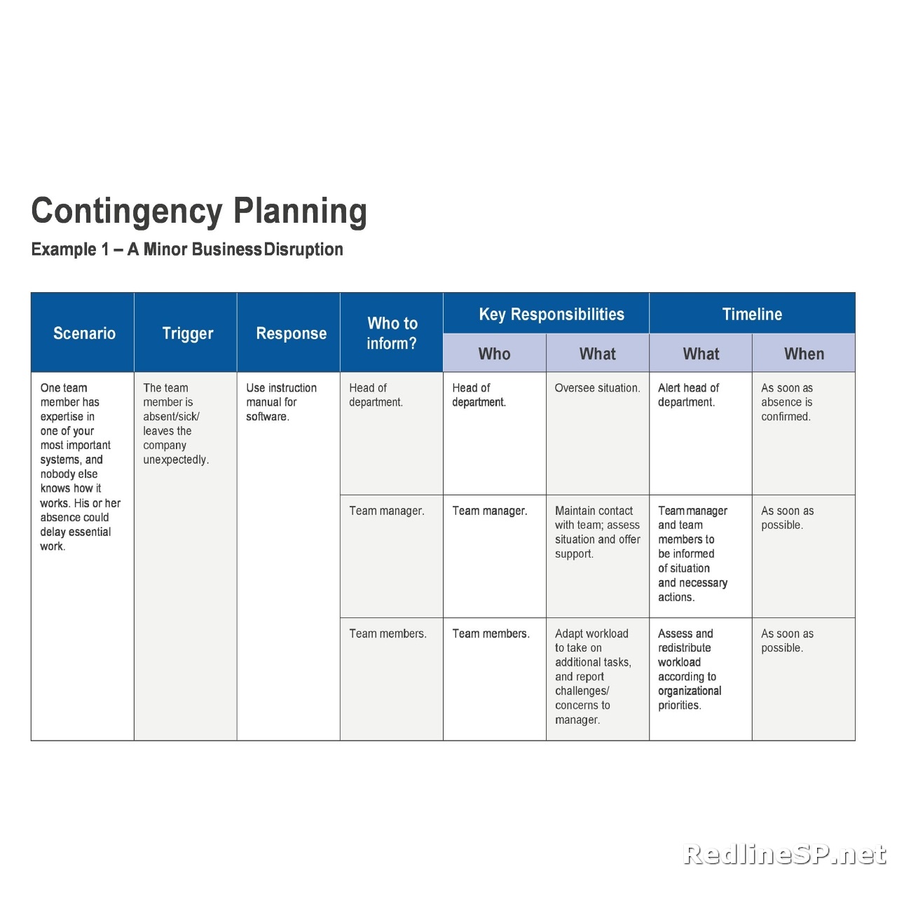 50 Amazing Contingency Plan Example Template – RedlineSP