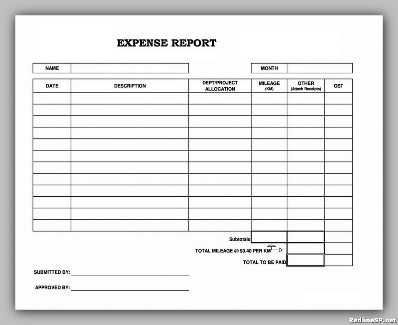 microsoft expense report template