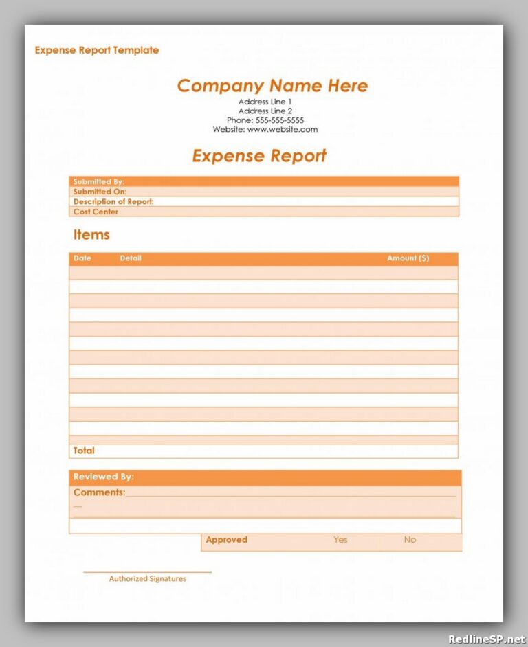 3 Best Expense Report Template - RedlineSP