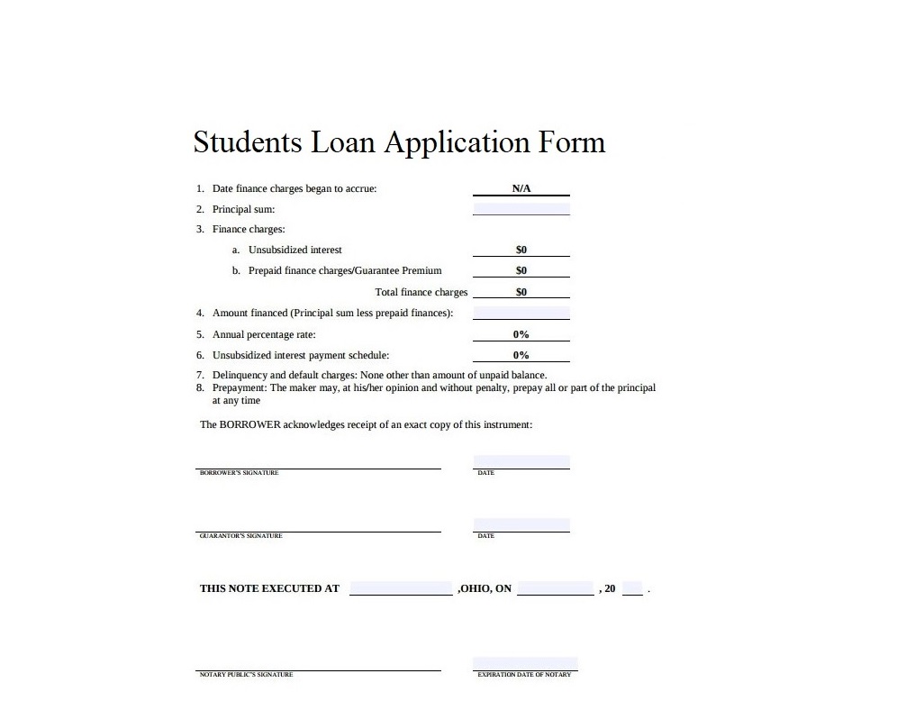 9 Free Printable Student Loan Application Form RedlineSP