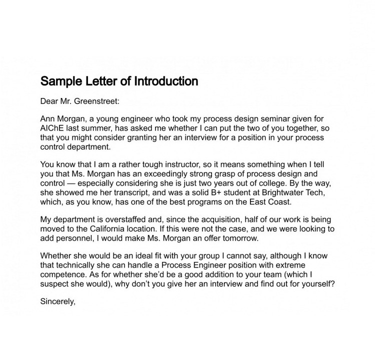 22 Useful Letter of Introduction Example Template RedlineSP