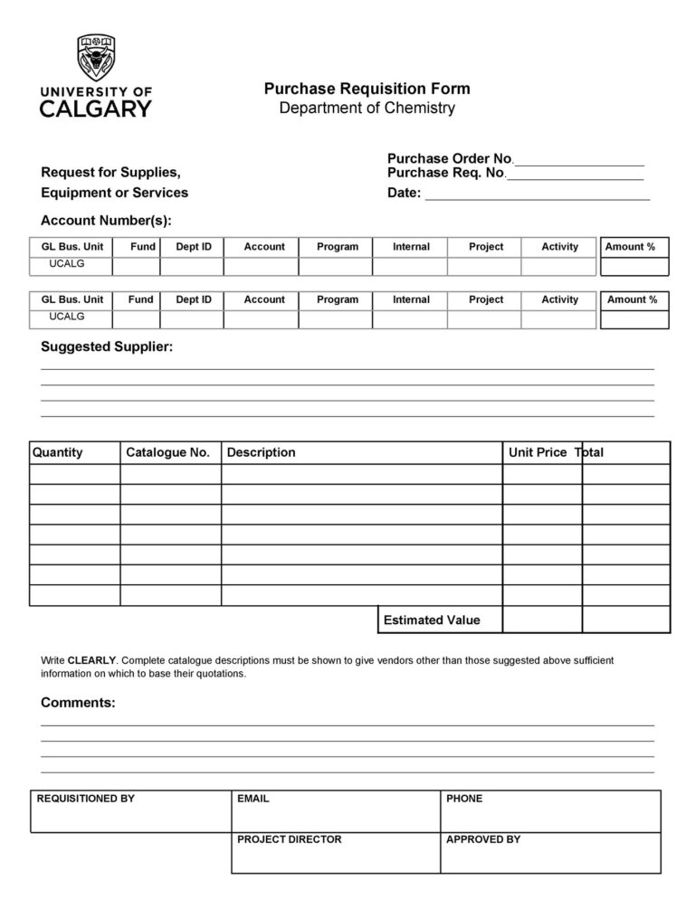 55 Powerful Requisition Form Template - Redlinesp