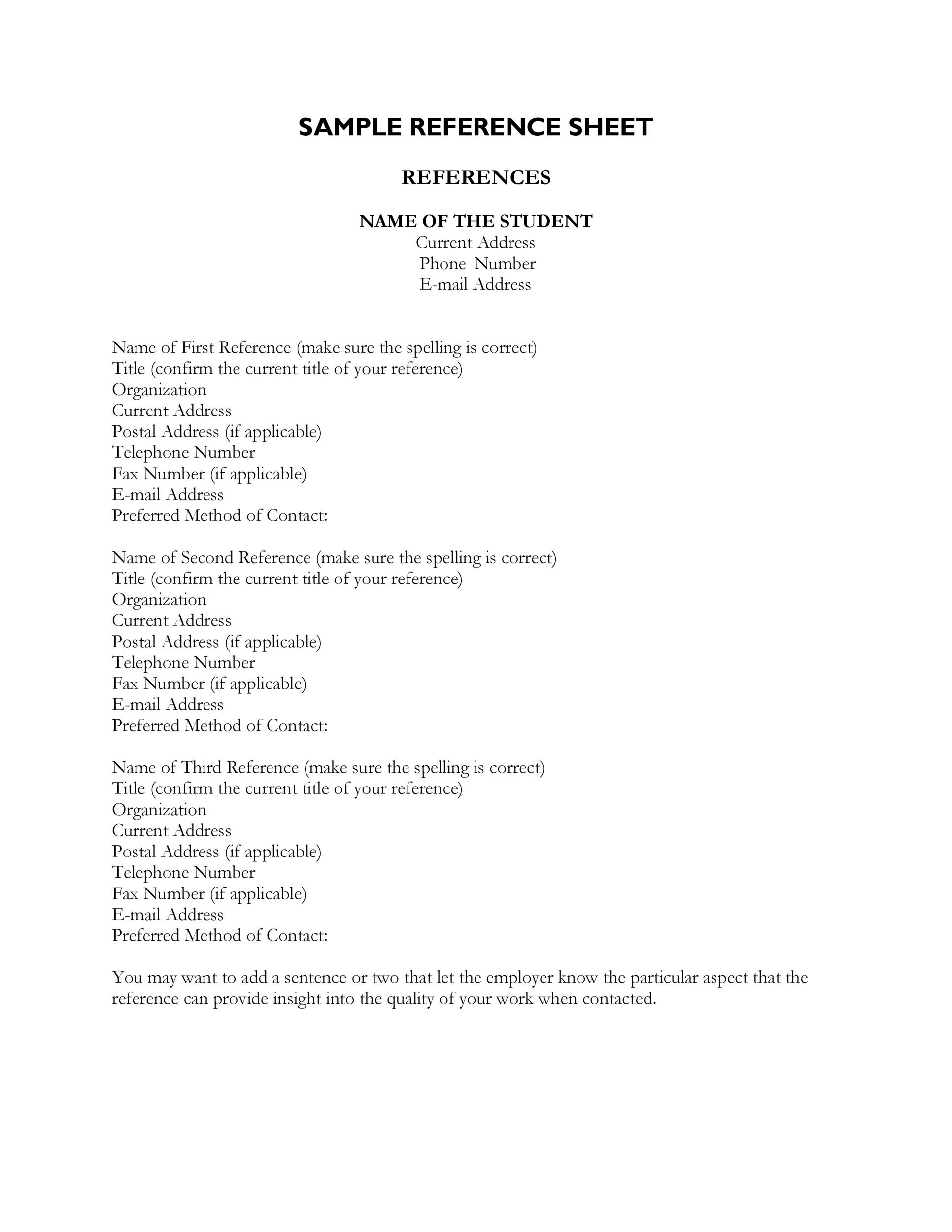how to create a reference sheet for resume