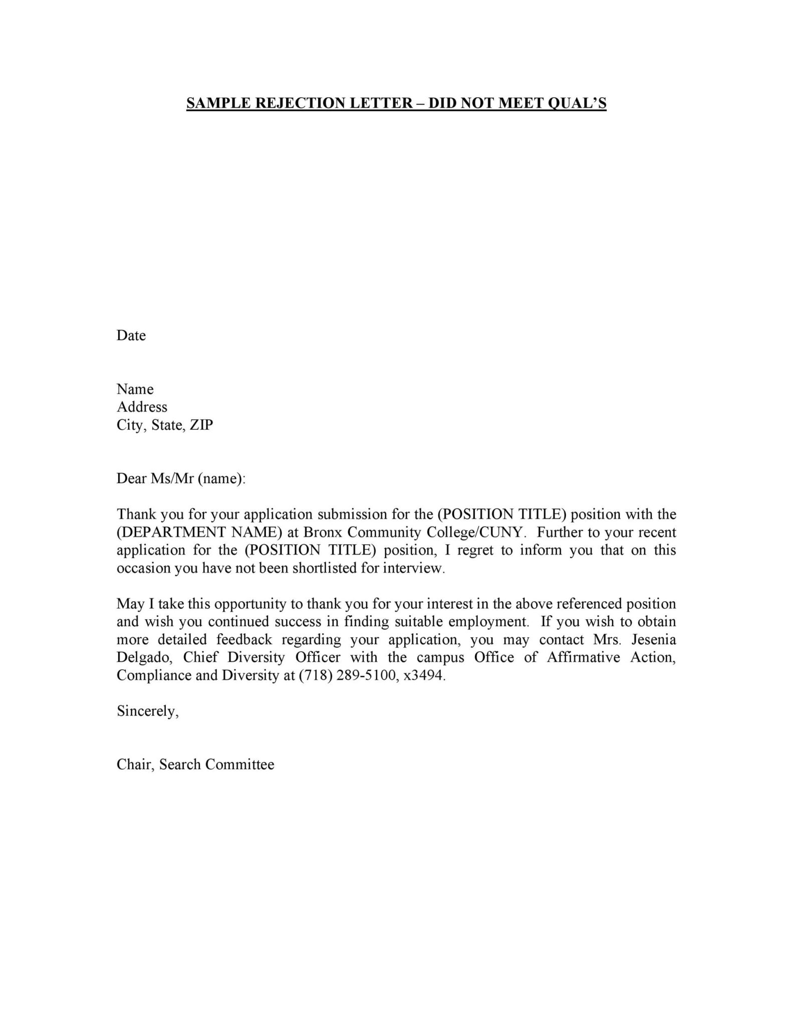 24 Amazing Rejection Letter Template Redlinesp