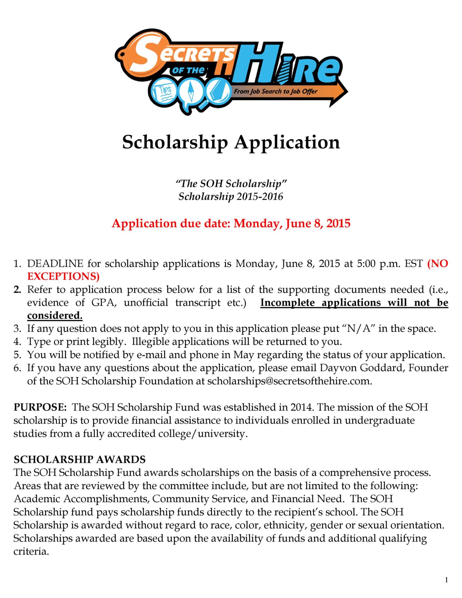 53 Scholarship Application Template | RedlineSP