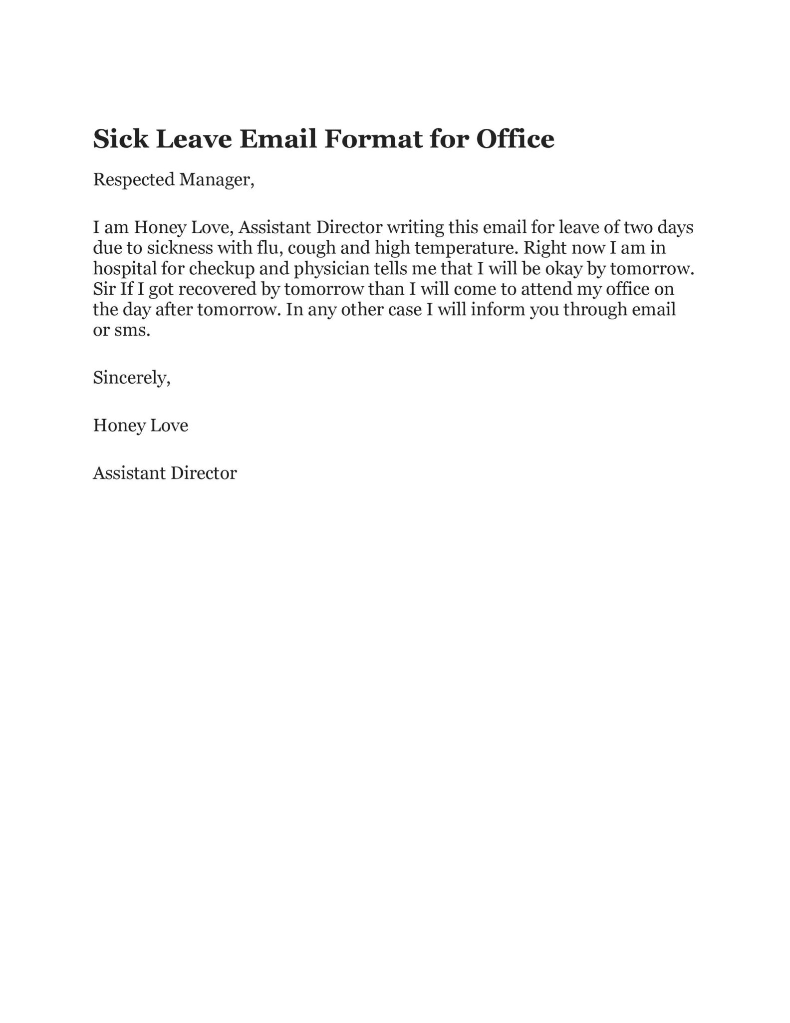 How Do You Write A Sick Leave Email