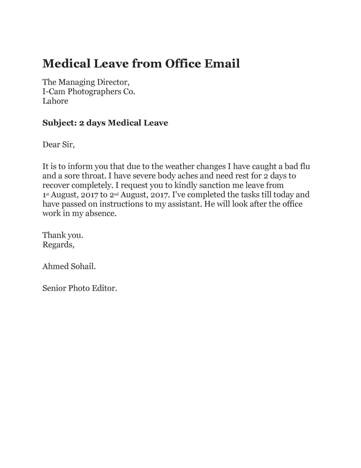 50 Useful Sick Leave Email Sample Redlinesp 