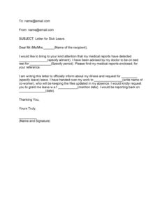 50 Sick Leave Email Sample | RedlineSP