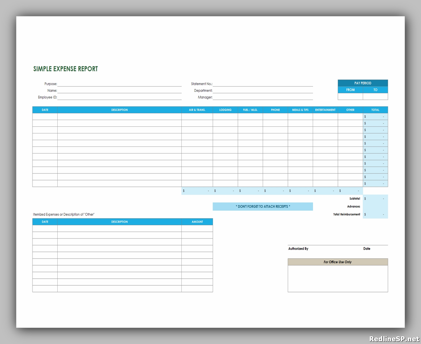 7 Best Employee Expense Report – Redlinesp