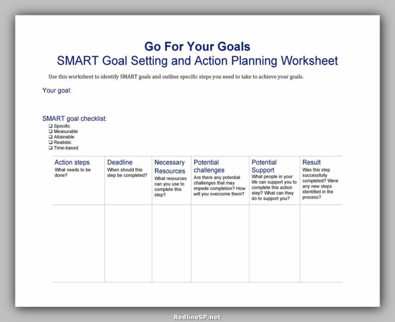 50 Powerful SMART Goals Template (Excel Word & Pdf) RedlineSP