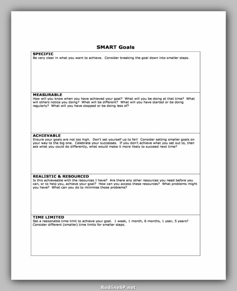 50 Powerful Smart Goals Template Excel Word And Pdf Redlinesp