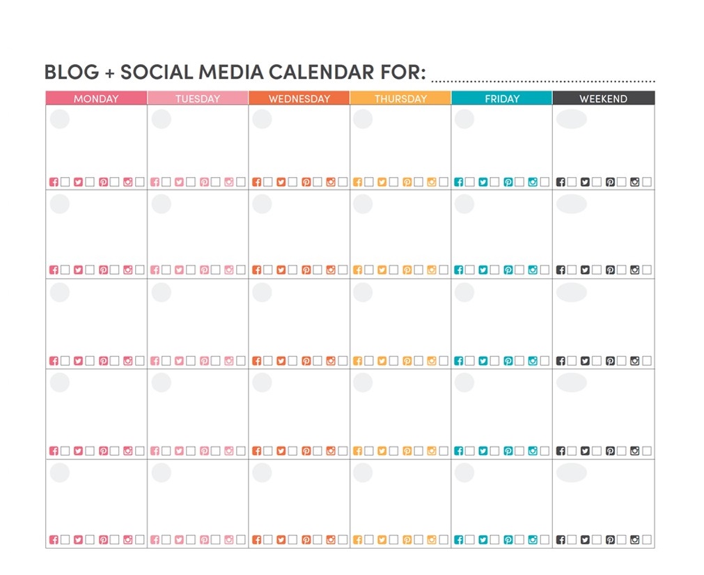 Downloadable Printable Social Media Calendar Template Free Printable