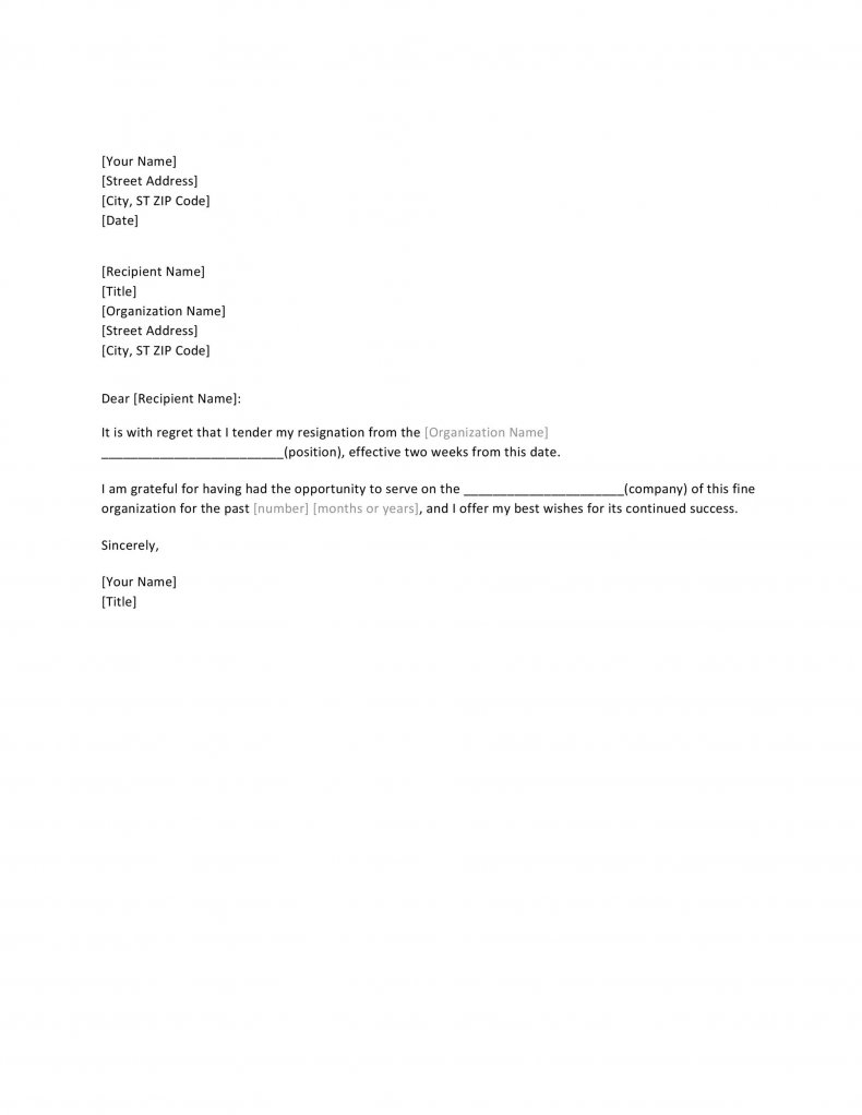 42 Amazing Two Weeks Notice Letter Template RedlineSP