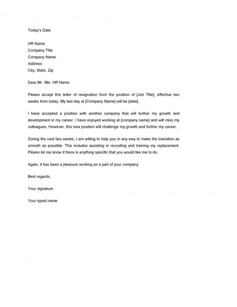 42 Amazing Two Weeks Notice Letter Template – RedlineSP