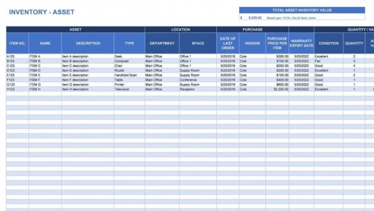 asset list excel template 21 – RedlineSP