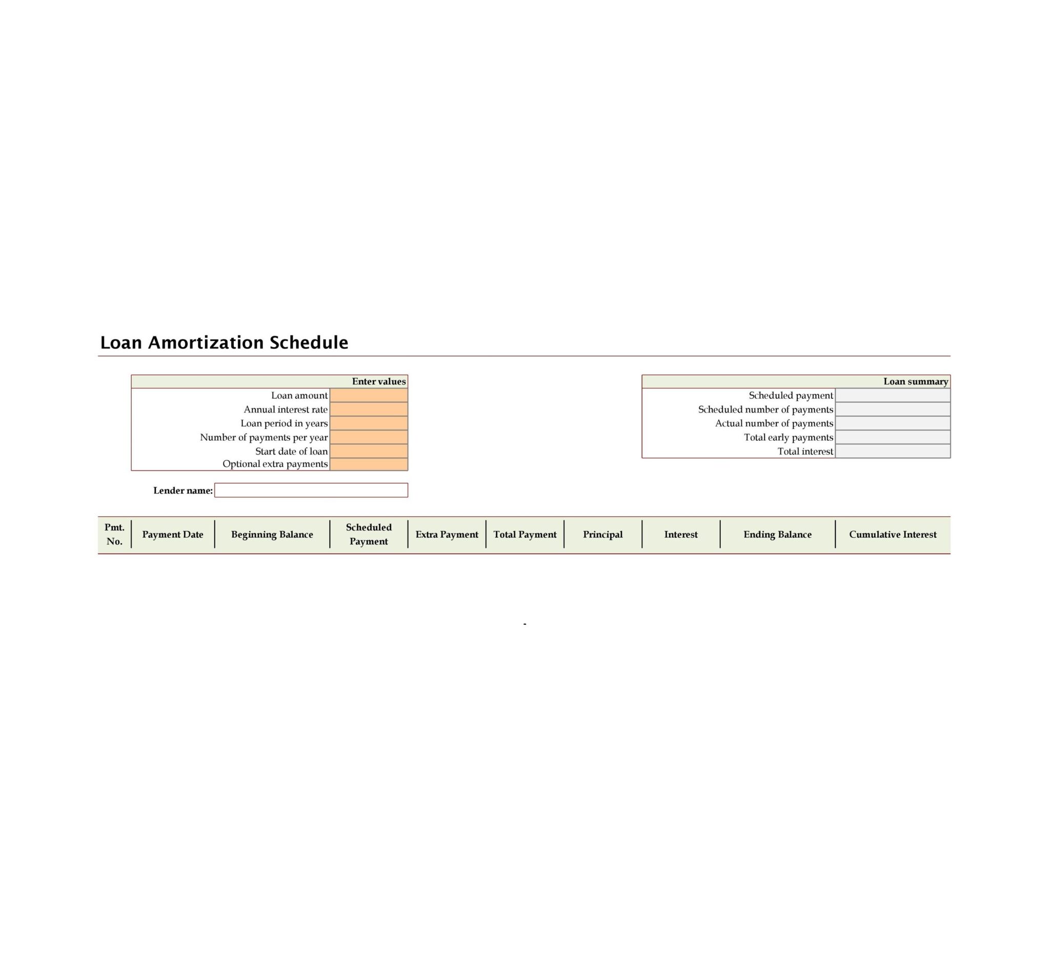 Loan Amortization Schedule Excel 30+ Free Example - RedlineSP