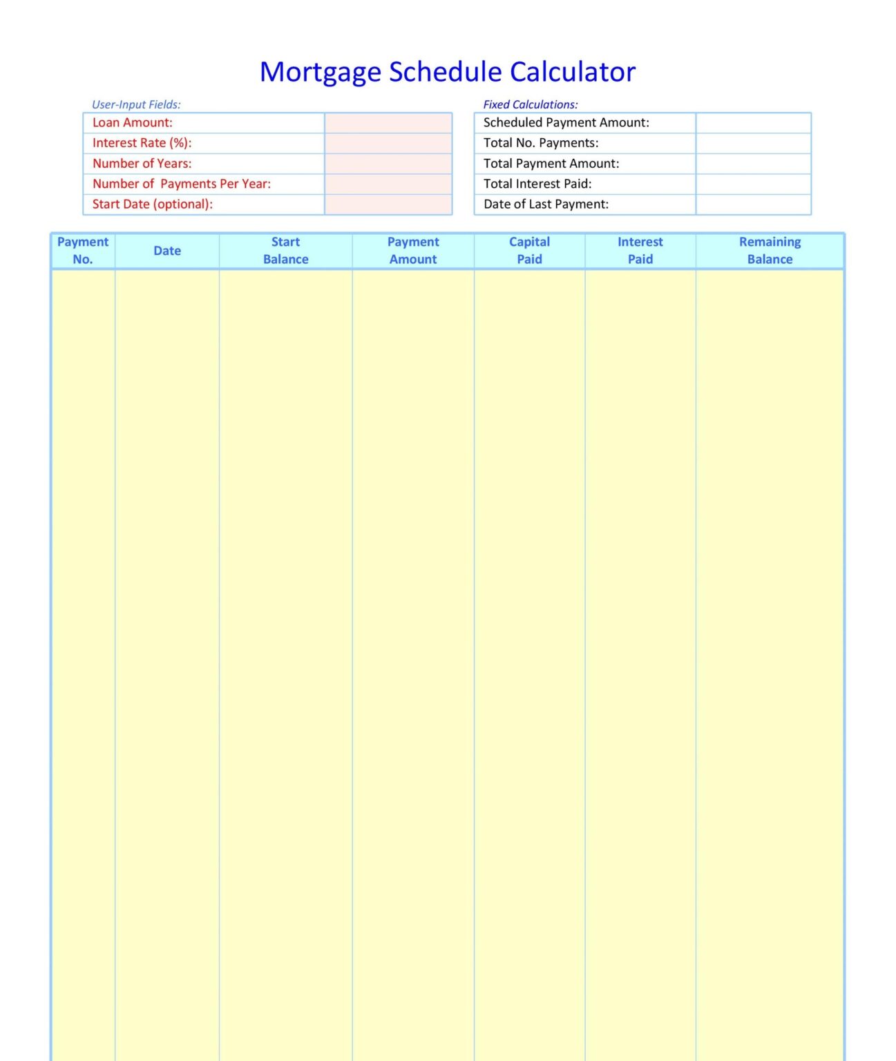 Loan Amortization Schedule Excel 30+ Free Example - RedlineSP