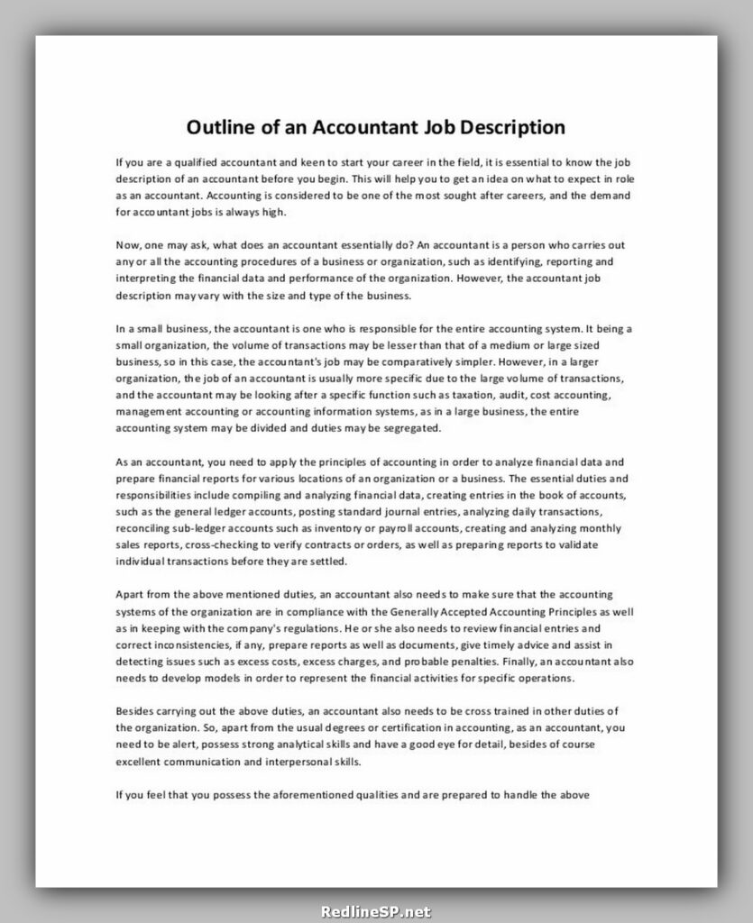 Accountant Job Description Outline