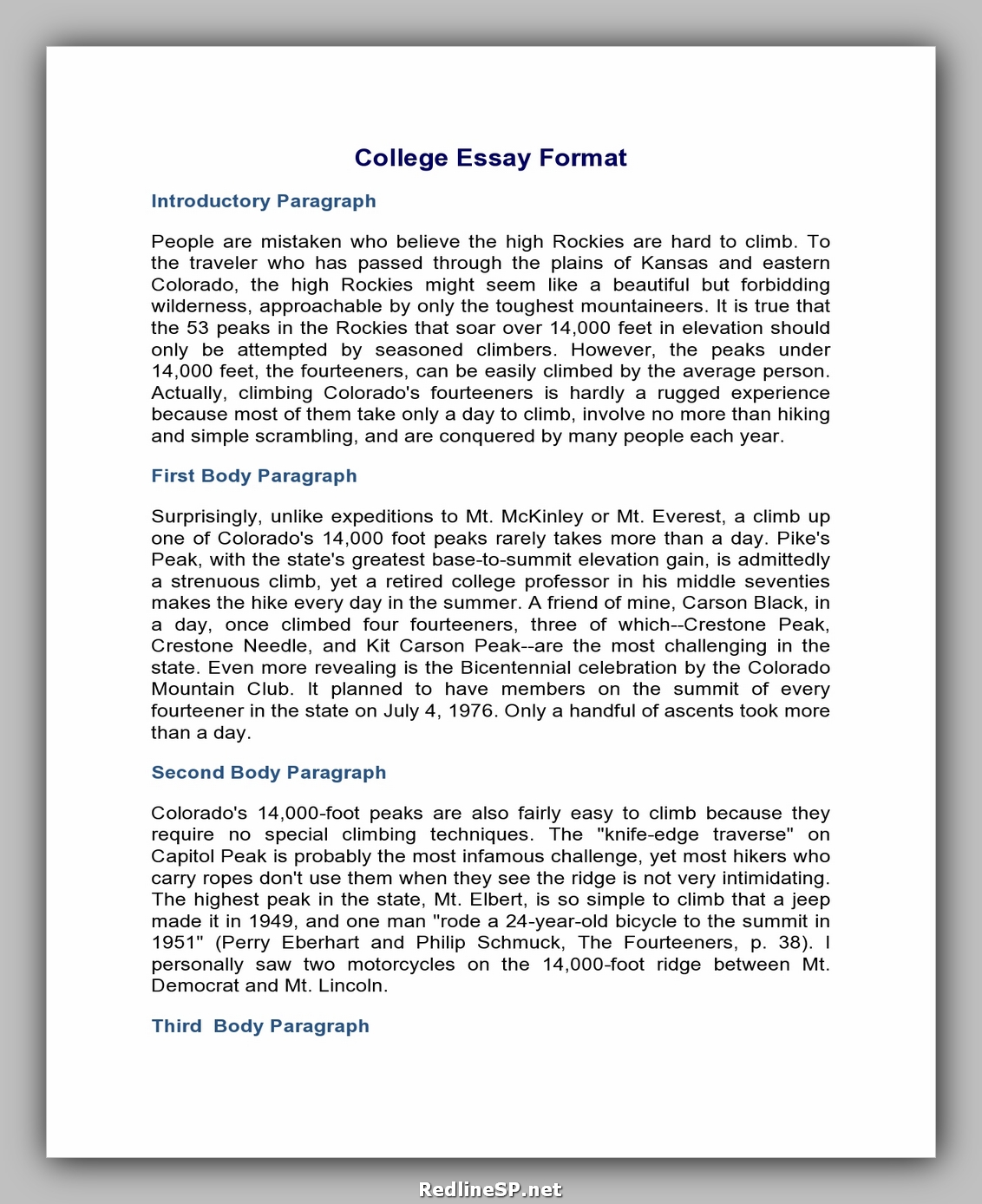 samples of great college essays