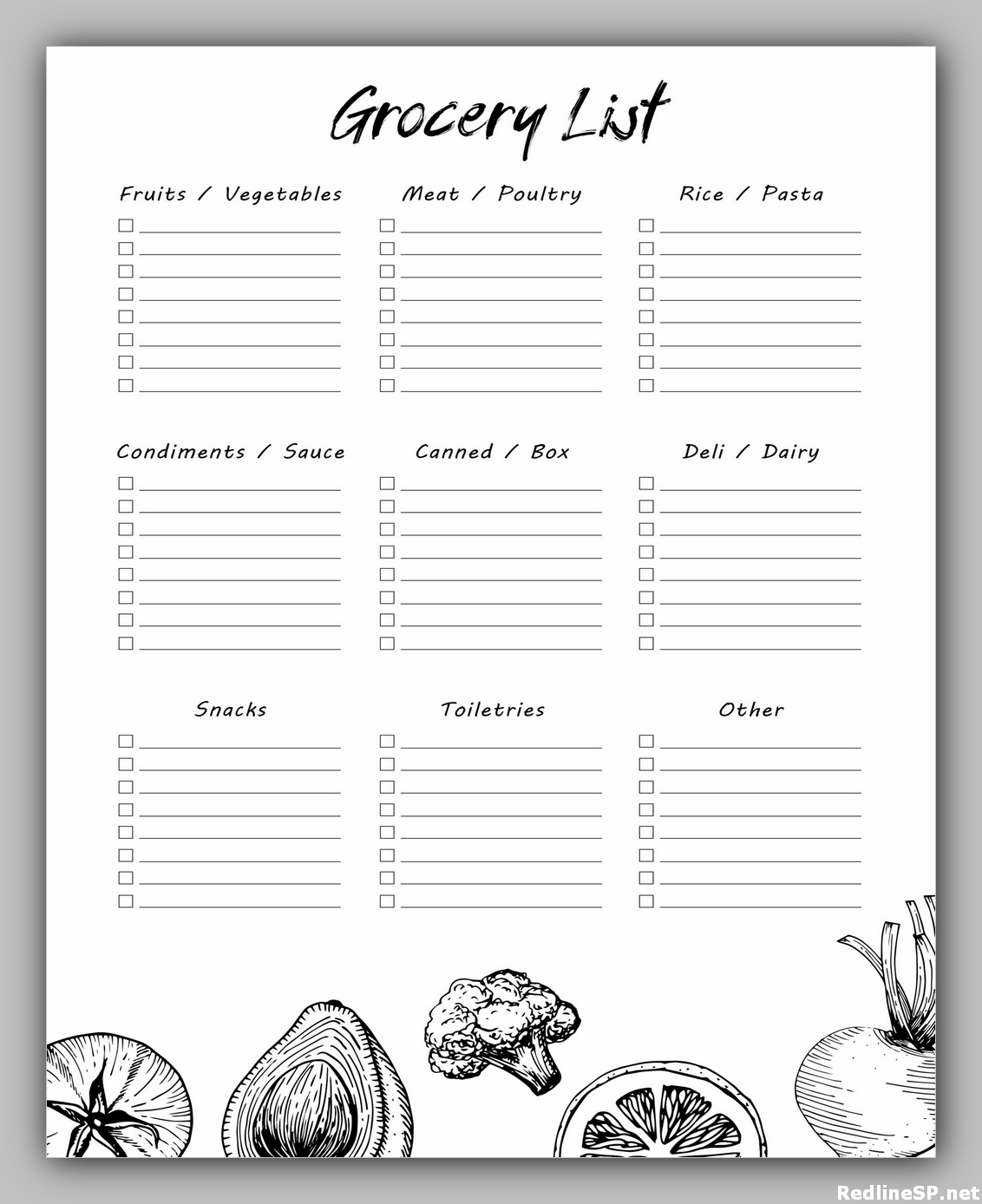 38 Grocery List Printable Free - RedlineSP