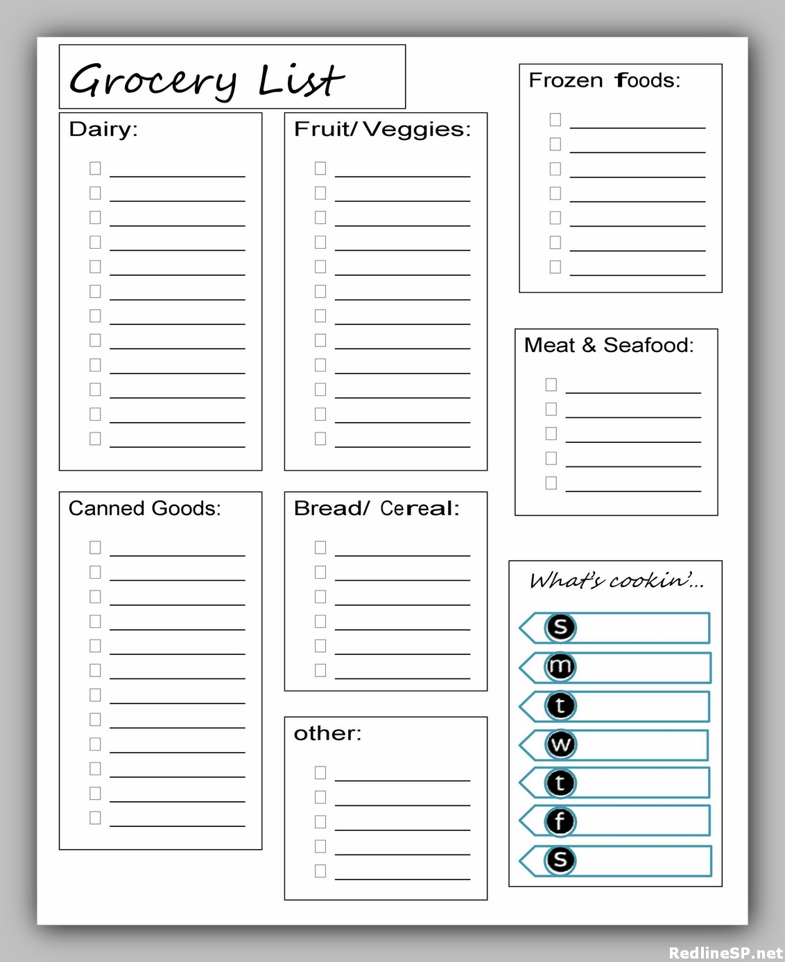 Grocery List Printable Free 07 – RedlineSP