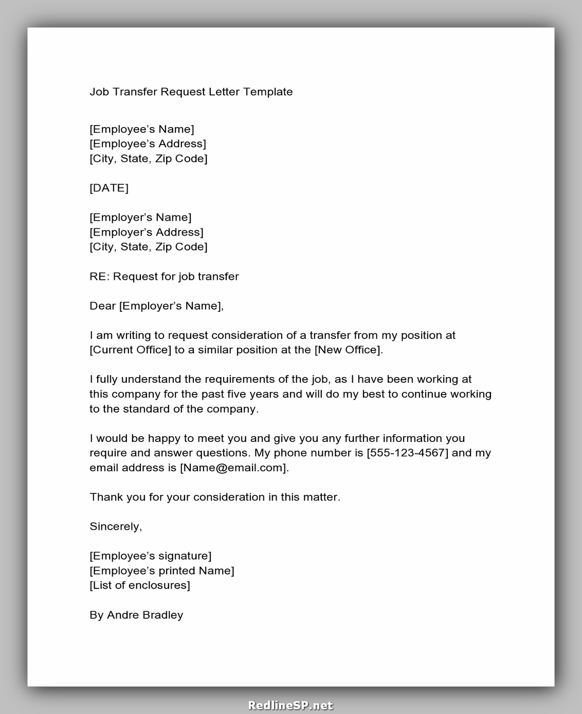 internal transfer cover letter template