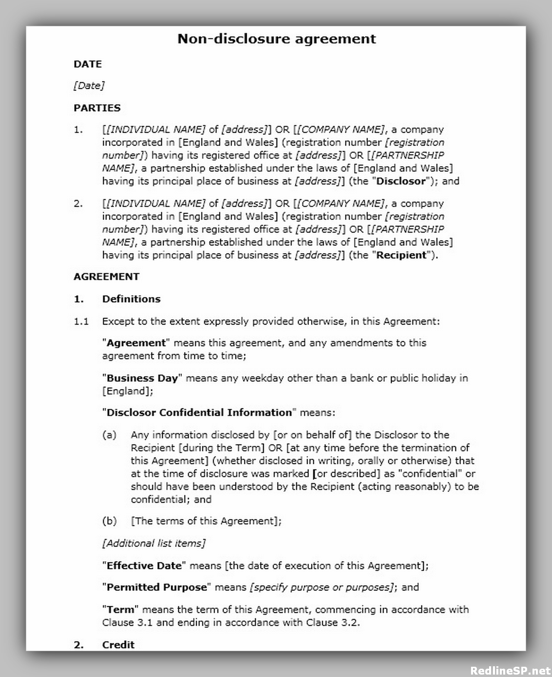 12 Free Non-Disclosure Agreement Template - RedlineSP