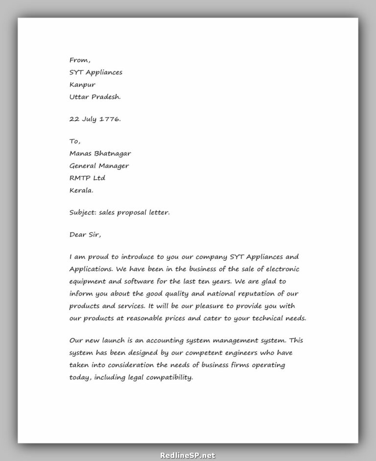 52 Free Sales letter (Sample, Example & Template) - RedlineSP