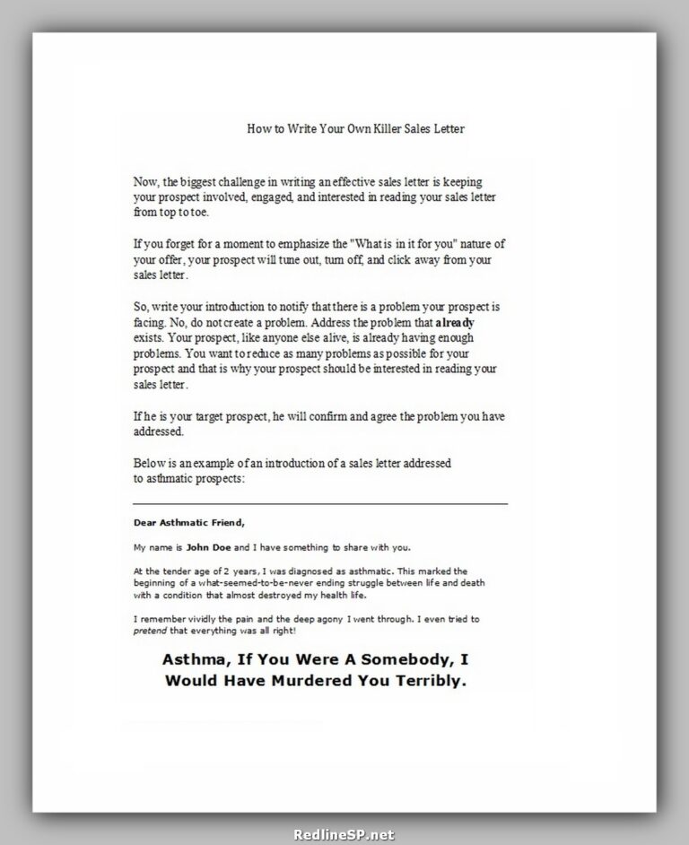 52 Free Sales Letter Sample Example And Template Redlinesp