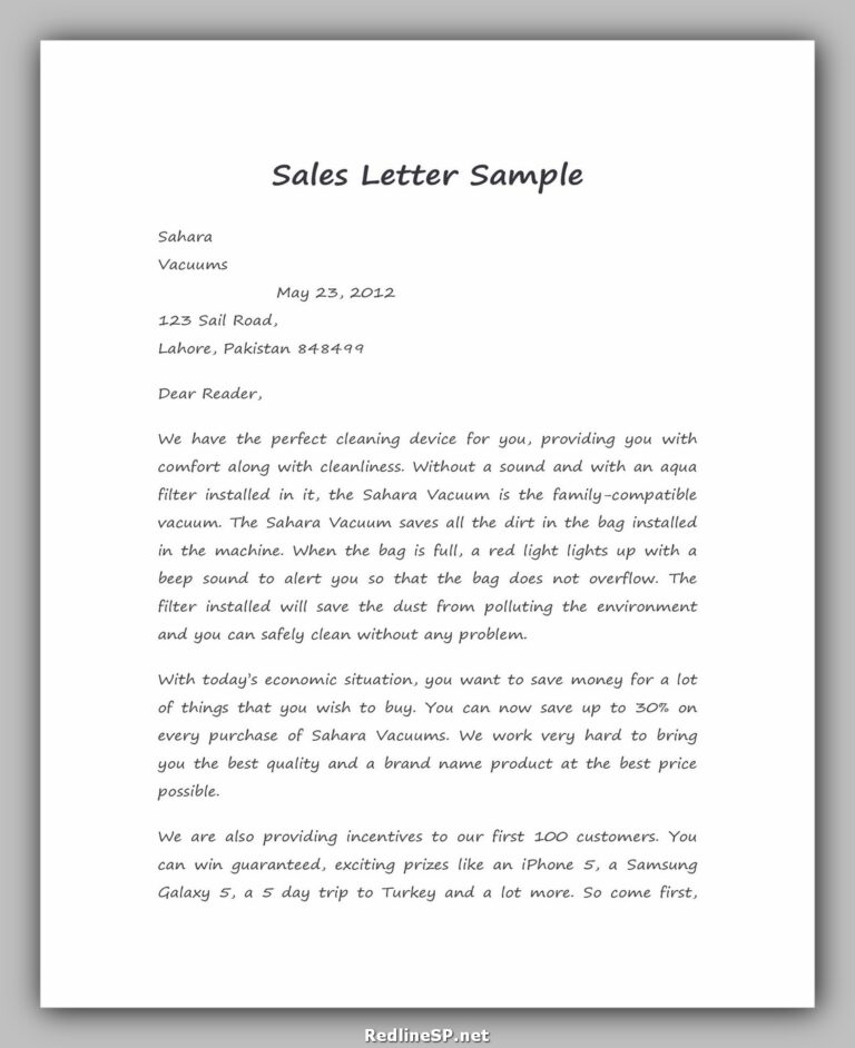 52+ Sales letter (Sample, Example & Template) | RedlineSP