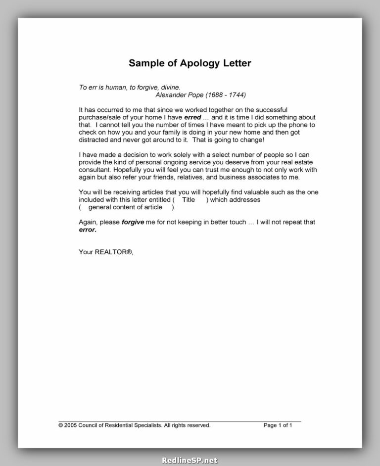 50 Powerful Apology Letter Sample - RedlineSP