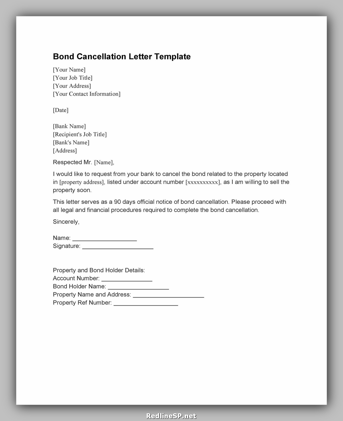 Letter Of Cancellation Template