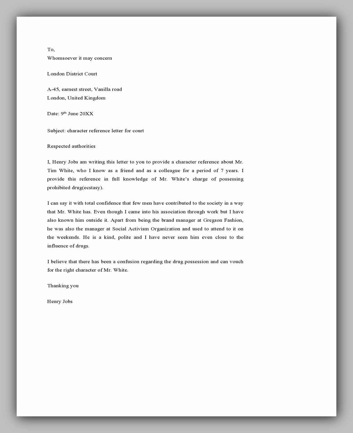 33 Best Character Reference Letter Example - RedlineSP