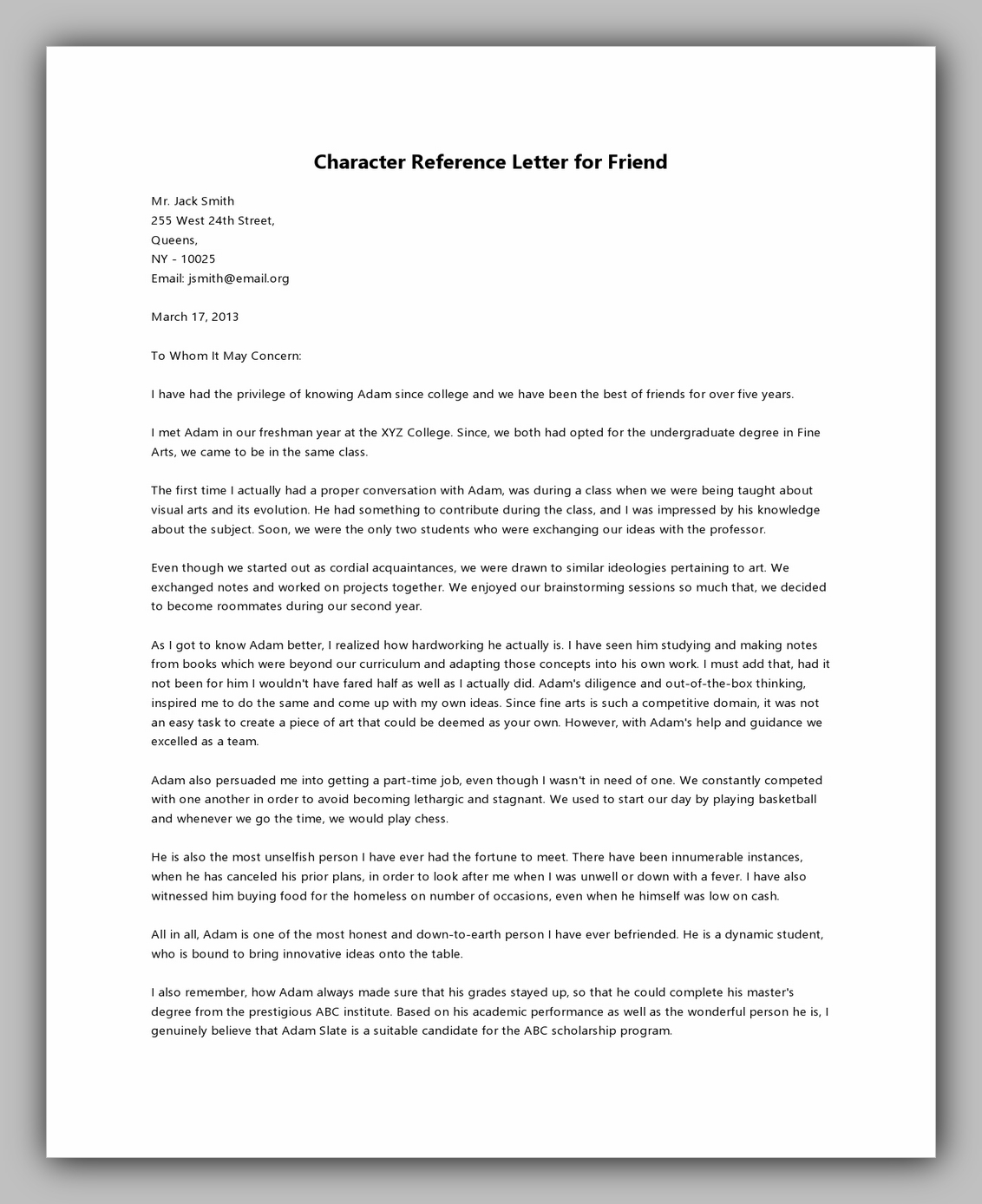 33 Best Character Reference Letter Example – RedlineSP