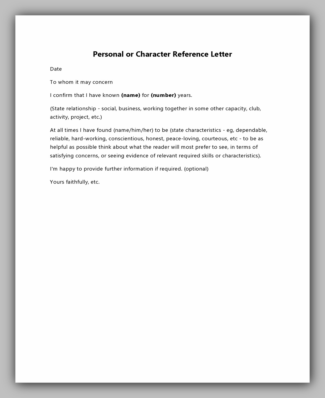 33 Best Character Reference Letter Example - RedlineSP