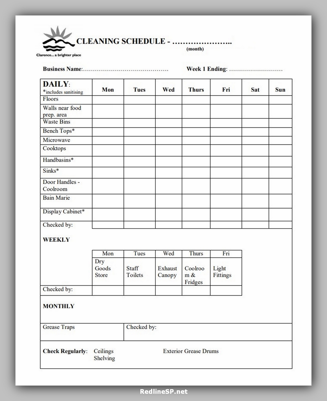 Printable Restaurant Cleaning Checklist Printable World Holiday