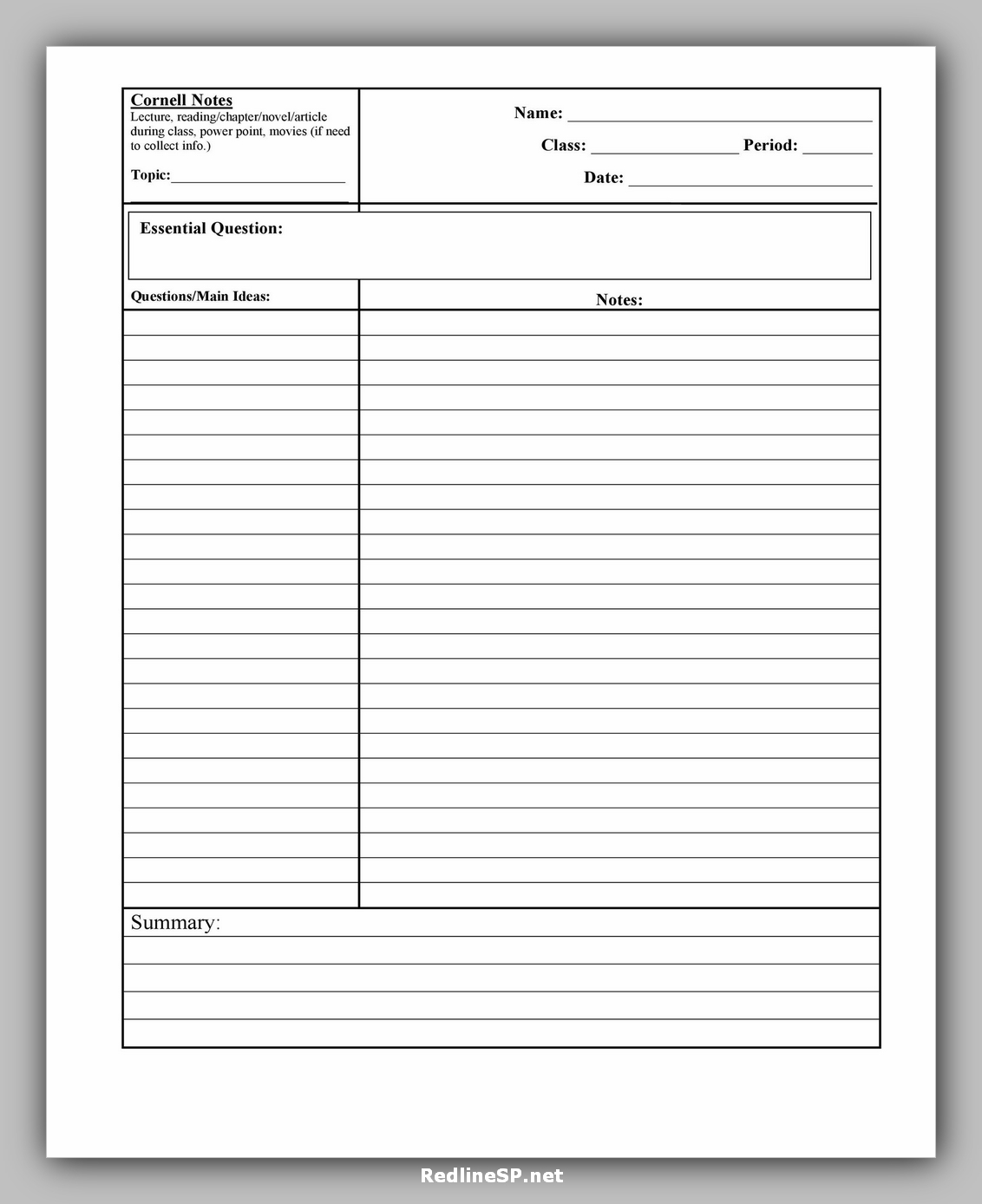 43 Useful Cornell Notes Template – RedlineSP