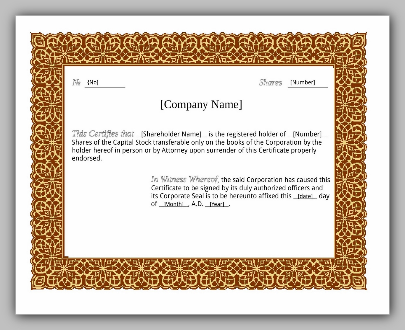 43 Free Share Certificate Template RedlineSP